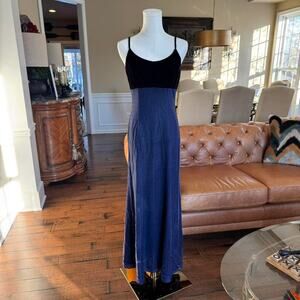 vintage y2k jump metallic blue colorblock maxi dress